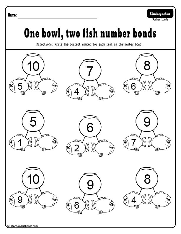 the number bonds worksheet for children to learn numbers and counting them in order