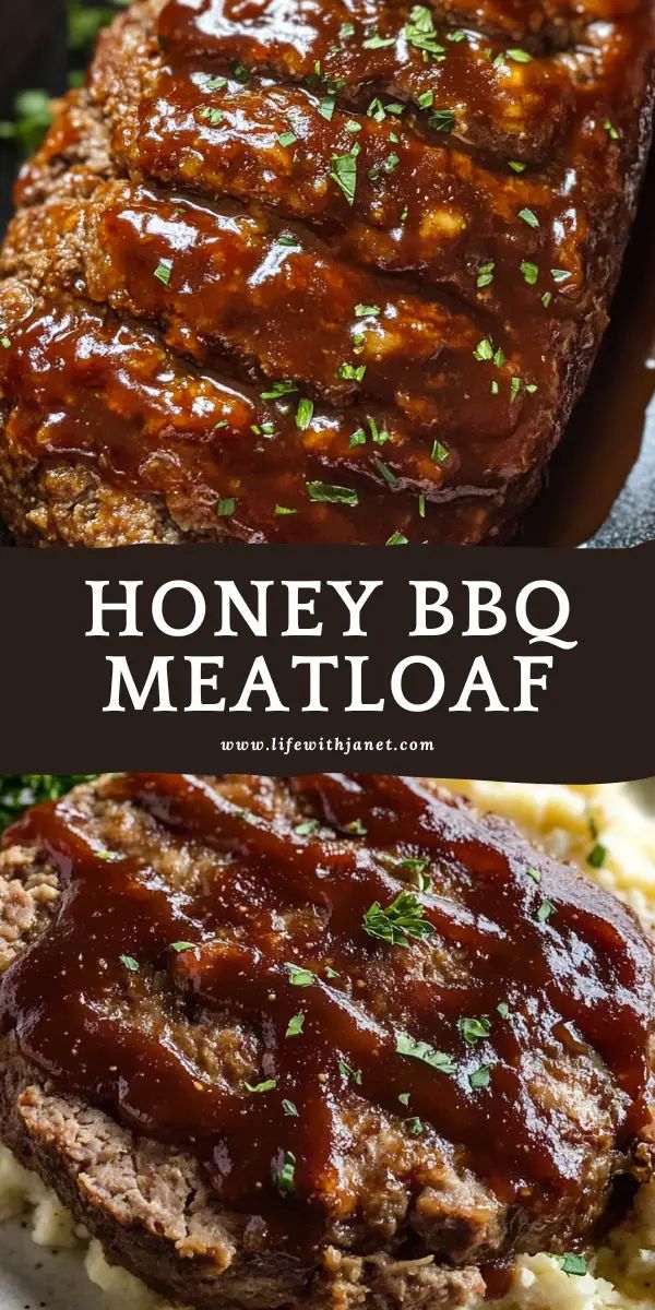 honey bbq meatloaf with mashed potatoes and gravy