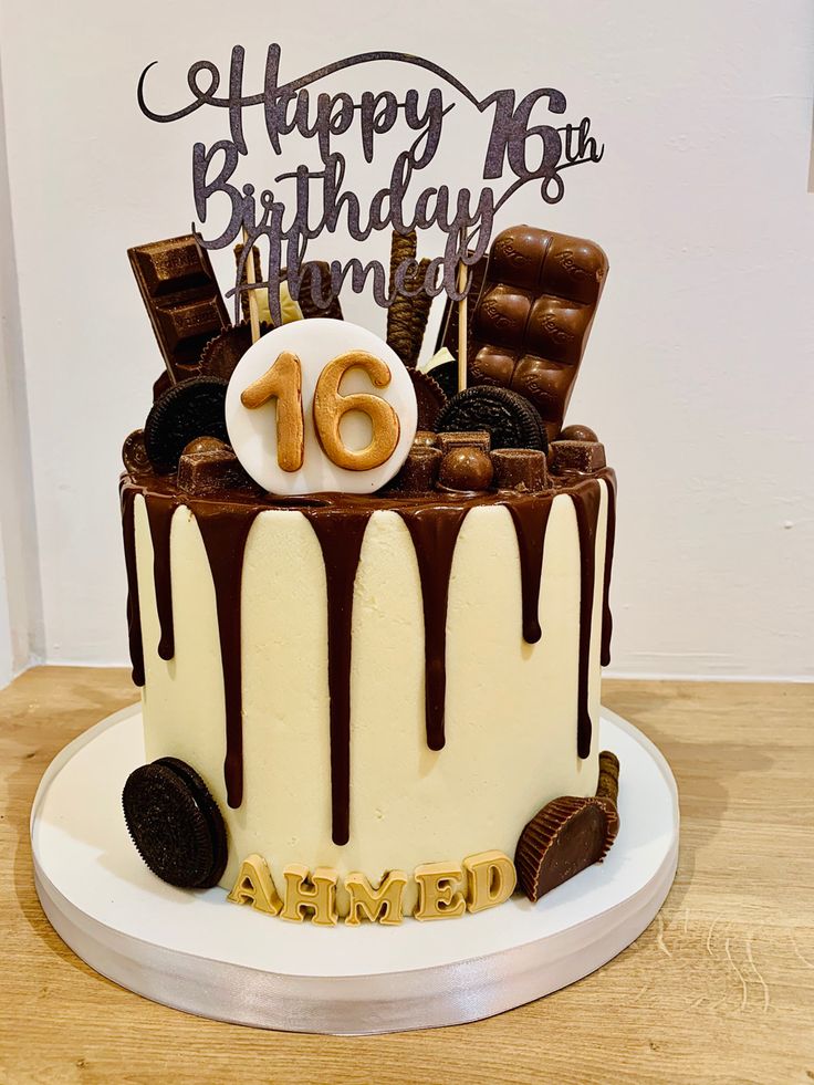 Amazing birthday cake with an overload of chocolates 🍫 16th Birthday Cake For Boys Sweet 16, Sweet 16 Boys Party 16th Birthday, 16 Boy Birthday Cake, Cake For 13th Birthday Boy, Cake For 14th Birthday Boy, Cake For 16th Birthday Boy, Birthday Cake Teen Boy, Birthday Cake 16 Boy, Boy 16th Birthday Cakes