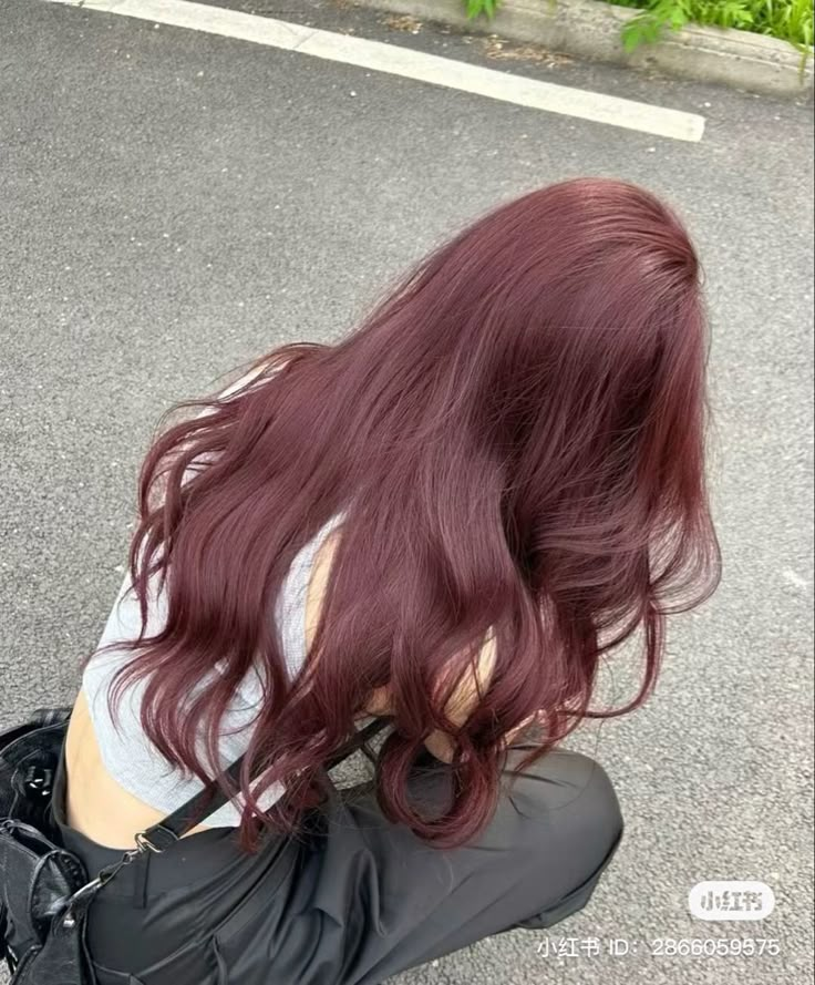 Wine Cherry Hair, Red Cherry Hair Aesthetic, Colors That Look Good With Brown Hair, Pink Lavender Brown Hair, Light Purple Pink Hair, Light Red Hair Aesthetic, Lavender Red Hair, Strawberry Chocolate Hair, Red Korean Hair