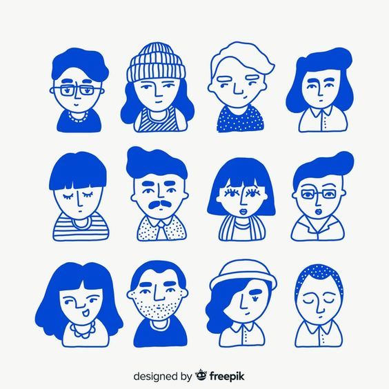 people avatars in blue and white