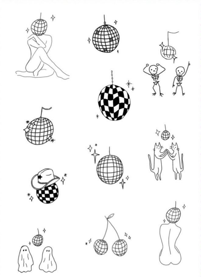 an image of different shapes and sizes in black and white on a sheet of paper