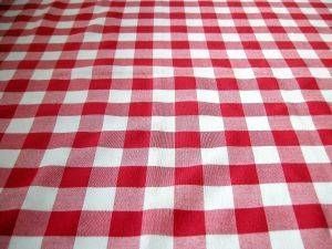 a red and white checkered table cloth