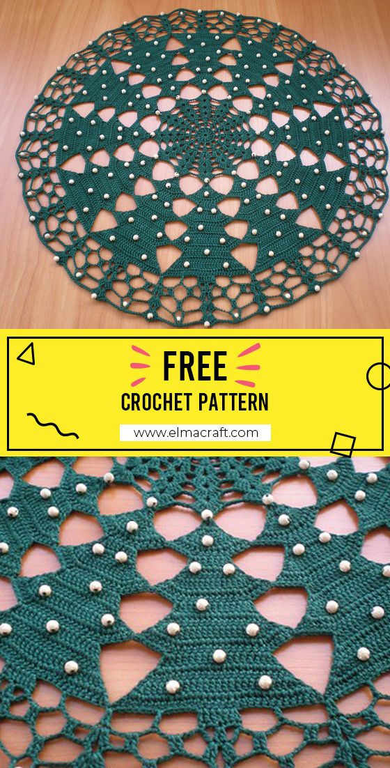 crochet doily pattern with the words free on it and an image of two pieces