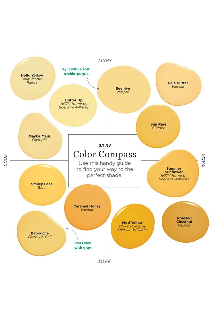 the color compass is shown with different shades