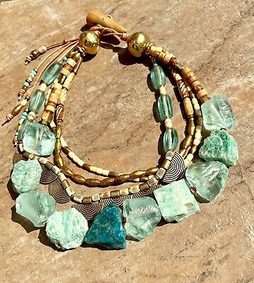 Bohemian Choker Chunky Amazonite, Crystal, Apatite and African Tribal Beads | eBay Handmade Bohemian Apatite Necklaces, Turquoise Beaded Fusion Jewelry, Handmade Bohemian Apatite Necklace, Bohemian Rondelle Hand-strung Beads, Green Bohemian Beaded Bracelets With Stones, Bohemian Green Beaded Bracelets With Stones, Bohemian Apatite Natural Stones Necklace, Bohemian Rondelle Beaded Bracelets, Bohemian Green Beaded Bracelets