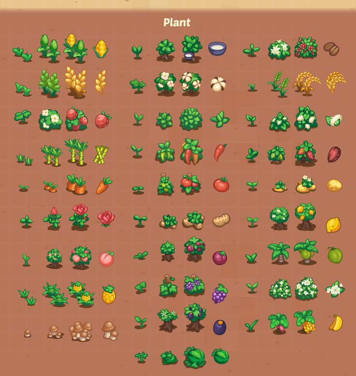 an image of plants and fruits in the game