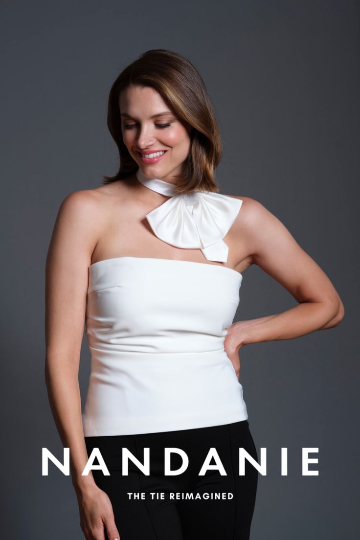 Elegant Sleeveless Top With Bow Tie Back, Summer Party Top With Bow Tie, Elegant Silk Tie Neck Top, Classic Tie Neck Top With Bow, Elegant Bow Tie Top For Spring, Spring Party Top With Bow Tie, Elegant Fitted Tie Neck Blouse, Spring Bow Tie Top For Party, Elegant Party Tops With Bow Tie Back