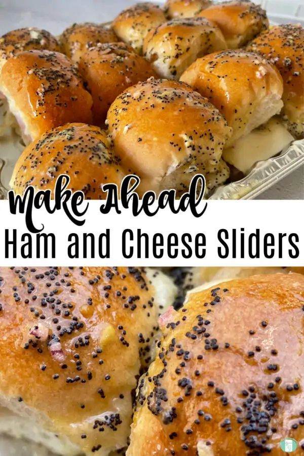 homemade ham and cheese sliders with poppy seed sprinkles on the side