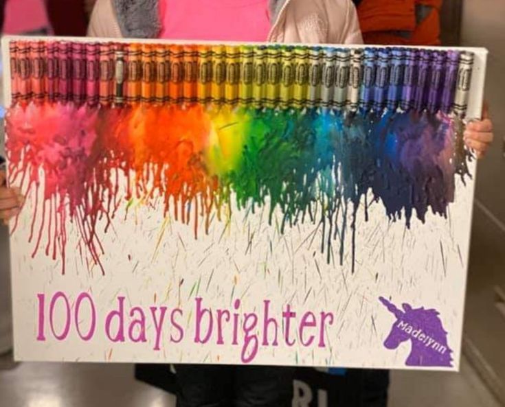 two girls holding up a sign with the words 100 days brighter written on it in front of them