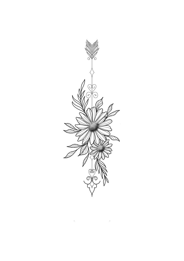 a black and white drawing of a flower