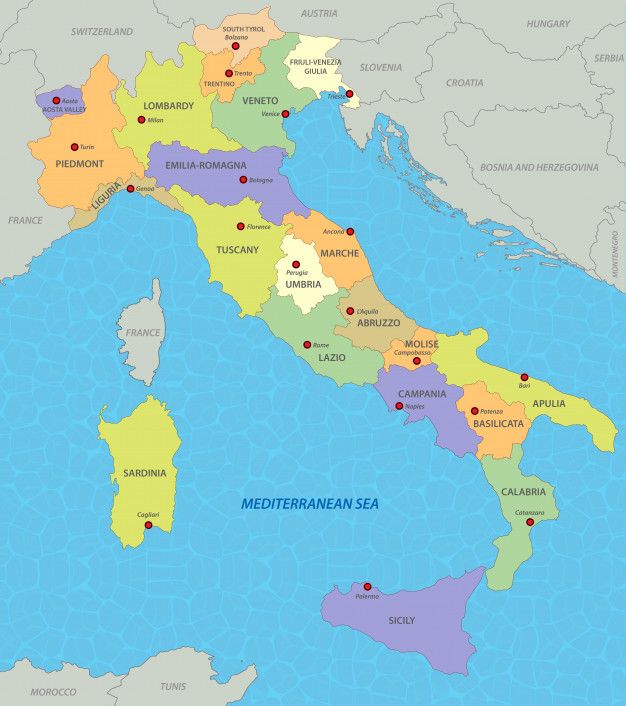 a map of italy with all the major cities