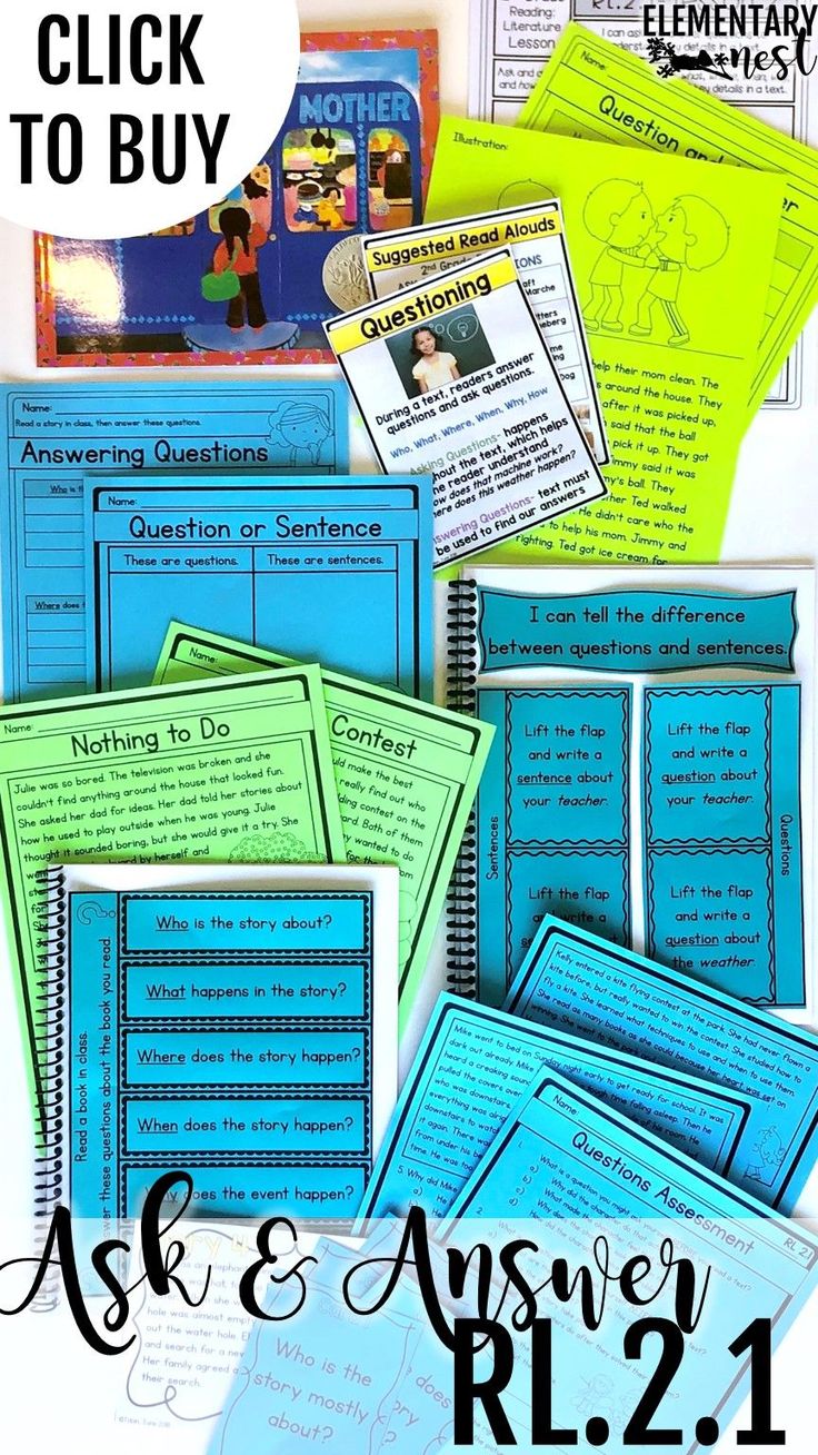 an assortment of reading and writing materials with the text ask & answer rl 2 1