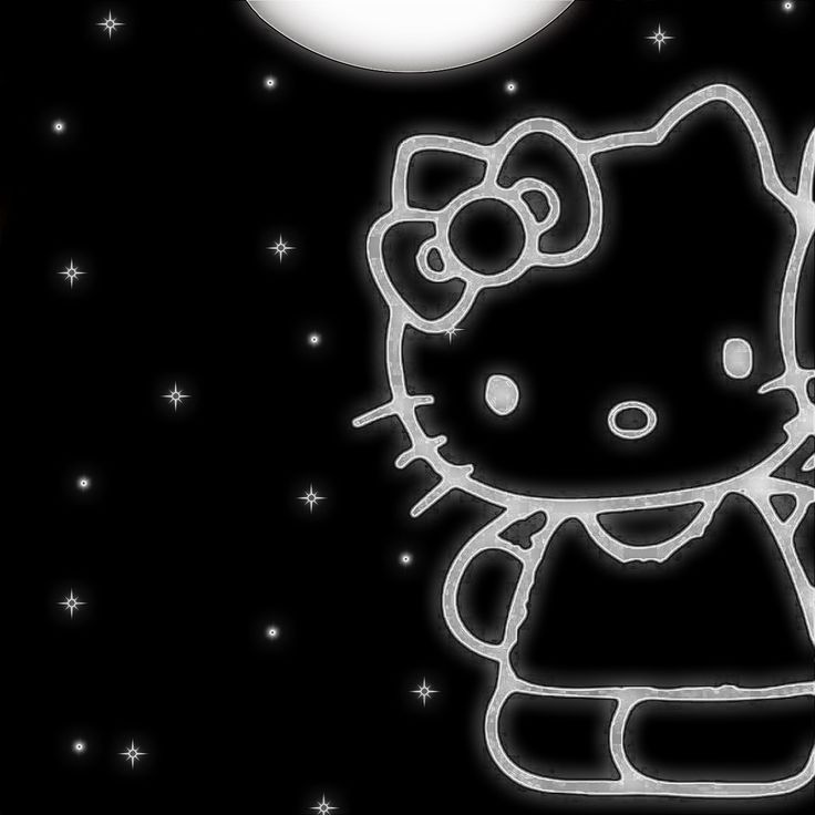 a drawing of a hello kitty in the night sky