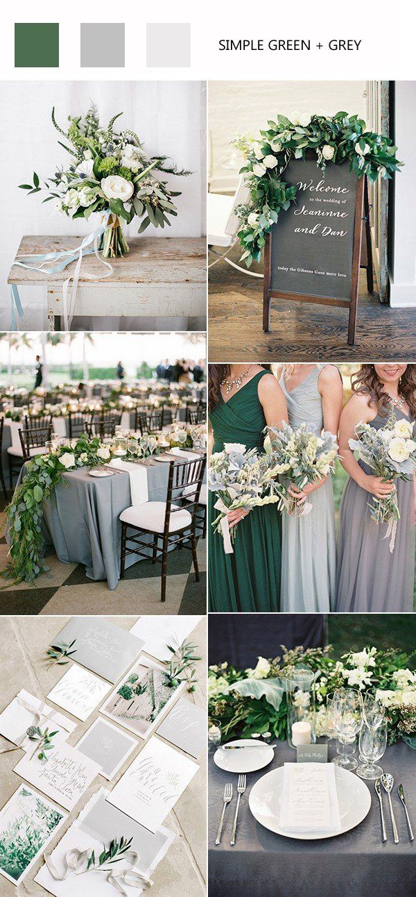 green and gray wedding color palettes