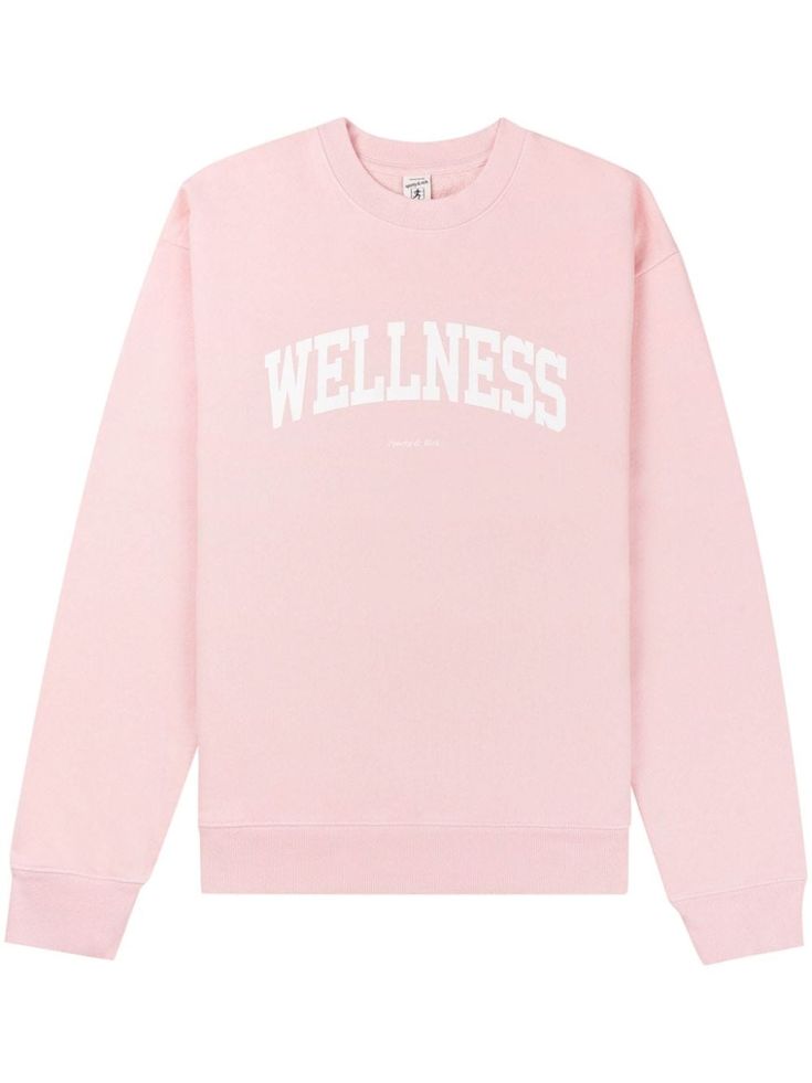 light pink cotton garment dyed logo print to the front ribbed trim crew neck drop shoulder long sleeves straight hem When buying this unisex item, keep in mind that it is graded in standard men's sizing. Ballet White, City Shorts, Versace Outfit, Sporty And Rich, Dolce E Gabbana, Canary Islands, Summer Beach Wear, Pink Sweatshirt, Espadrille Shoes