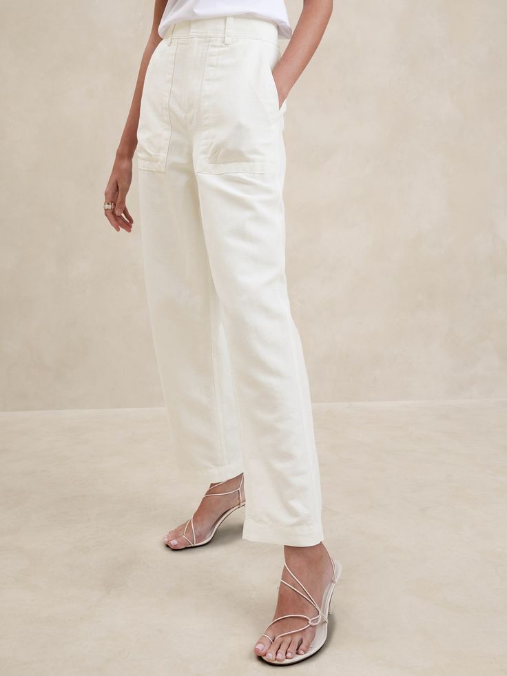 Mya Cotton-Linen Cargo Pant | Banana Republic Spring Blossoms, 2024 Spring Summer, Spring Summer Wardrobe, Utility Pants, Banana Republic Pants, Luxury Linen, Cargo Pant, Summer Wardrobe, Beautiful Fabric