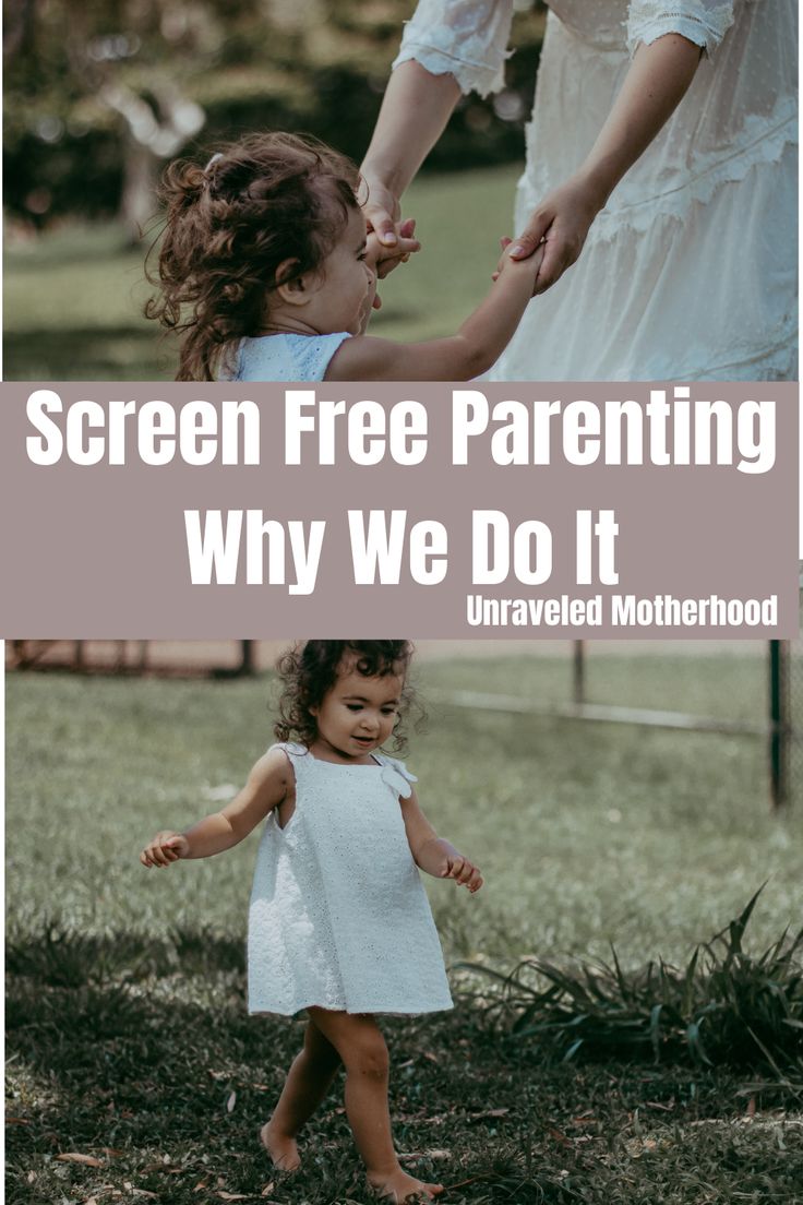 two children holding hands with the text screen free parenting why we do it unraveled motherhood