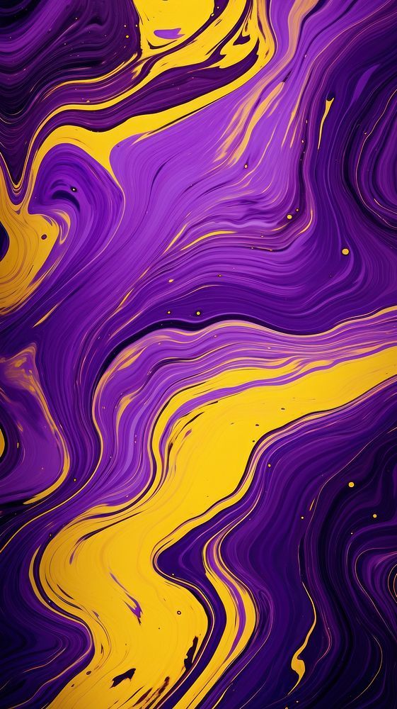 an abstract painting with yellow and purple colors