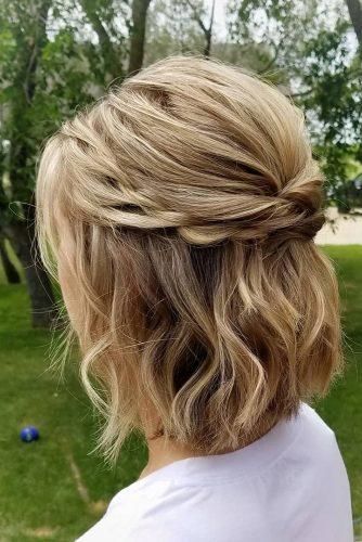 Wedding Hair Half Up Ideas ★ wedding hair half up half down swept on short hair annettewilkinsondesigns Matrix Hairstyle, Braid Hairstyle Ideas, Blonde Hair Tan Skin, Hair Tan Skin, Hairstyles Girl, Long Hair Ideas, Hairstyles For Prom, Messy Updo, Up Dos For Medium Hair