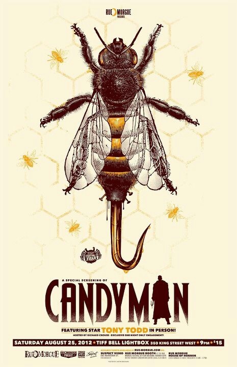 a movie poster for the film candyman with a bee on it's head