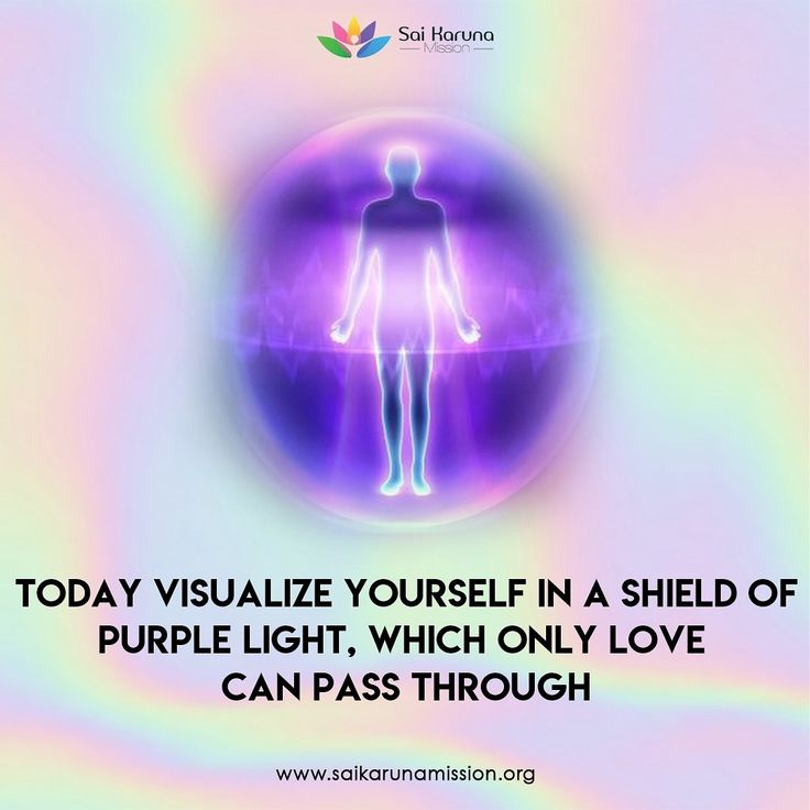 a poster with the words today visualize yourself in a shield of purple light which only love can pass through