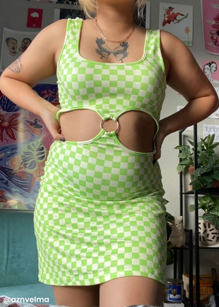 trish dress - Trash Queen Underboob Dress, Trish Una, Spring Coffee, Grid Print, Checker Print, Hand Drawn Design, Persimmon, Dress Outfit, Candy Colors