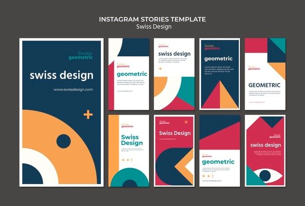 a set of brochures with geometric shapes