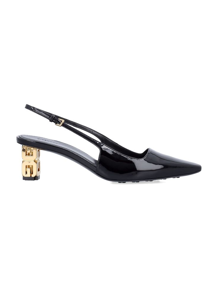 001 GIVENCHY CUBE SLING BACK PUMPS Sling Back Pumps, Givenchy Logo, Givenchy Women, Leather Cap, Sneaker Wedge, Sling Back, Slingback Pump, Toe Designs, Black Pumps