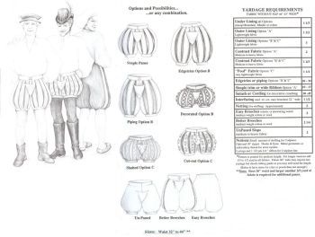 Patterns of Time Paned Slops and Breeches Pattern, Medieval-Renaissance-Elizabethan Ten Faire, Breeches Pattern, Decorated Pants, Book Parade, Tudor Fashion, Fish Costume, Tudor Costumes, Men Costume, Creative Costumes