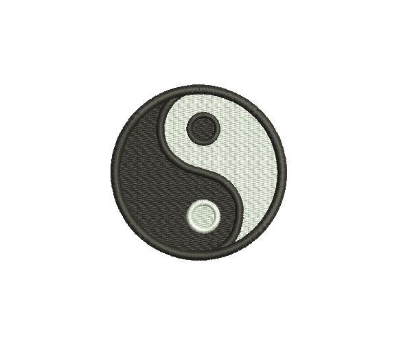 a black and white yin yang symbol embroidered on a white shirt or t - shirt