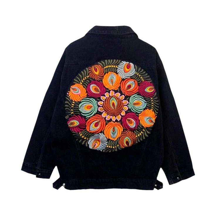 Boho back embroidery denim jacket online—excellent women's jean jacket from the 2023 Spring-Summer Collection. The boho denim style is your passport to casual-contemporary and comfort. It elevates your everyday fashion. highlighting your artistic personality with a modern twist. The boho denim style is your passport to casual-fashion and comfort. It elevates your everyday fashion. highlighting your artistic personality with a modern twist.Embroidered denim fabric is a beautiful alternative for i Bohemian Denim Jacket With Floral Embroidery For Summer, Summer Bohemian Denim Jacket With Floral Embroidery, Bohemian Floral Embroidered Denim Jacket For Summer, Spring Bohemian Dark Wash Outerwear, Bohemian Dark Wash Outerwear For Spring, Embroidered Black Denim Jacket For Fall, Black Embroidered Denim Jacket For Fall, Spring Festival Dark Wash Denim Jacket, Bohemian Dark Wash Denim Jacket For Spring