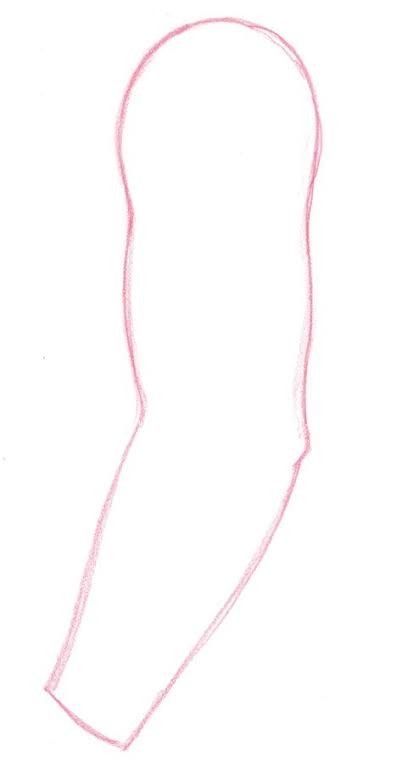 a pink pencil drawing of a long neck