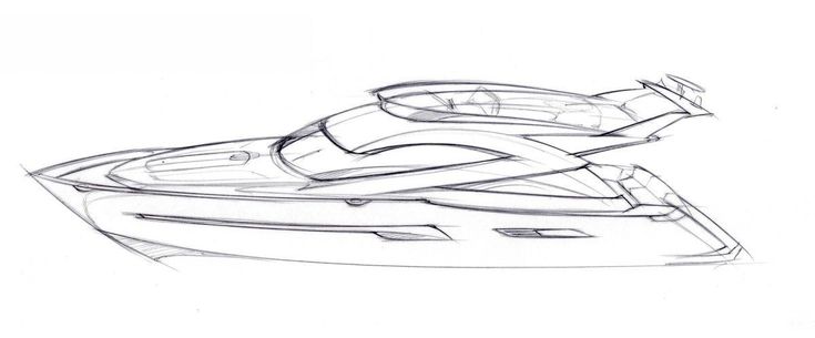 a drawing of a speed boat on a white surface with lines drawn across the top