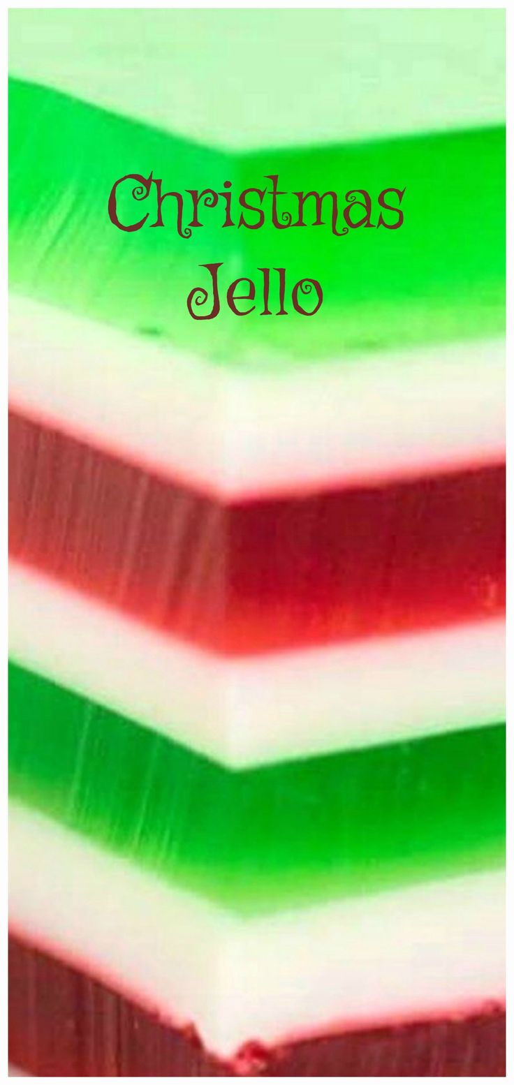 a close up of a candy cane with the words christmas jello on it in red, green and white