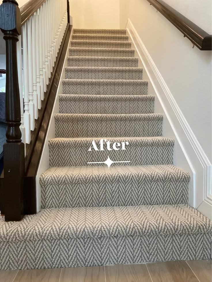 the stairs before and after carpet cleaning