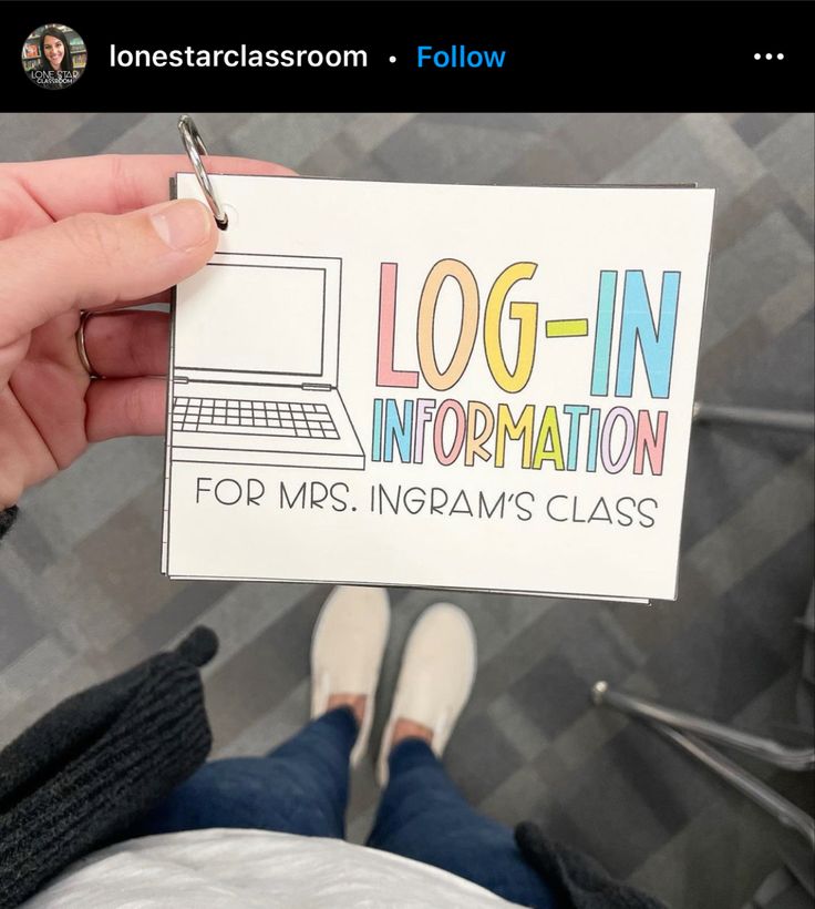 someone holding up a sign that says log - in information for mss instagrams class