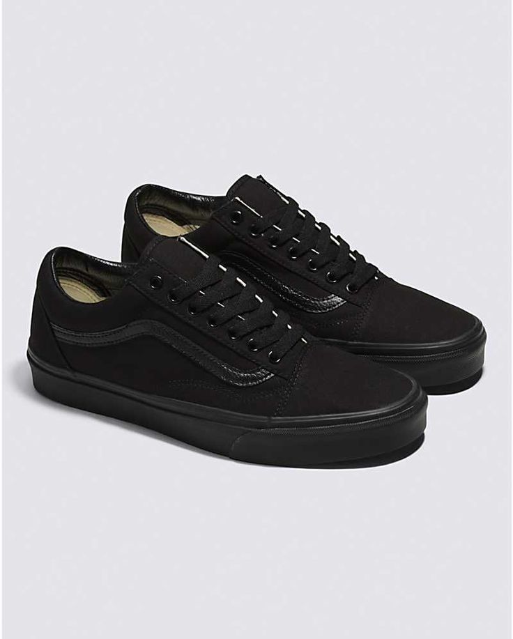 Vans | Old Skool Black/Black Classics Shoe Black Vans Shoes, All Black Vans, Vans Old Skool Black, Vans Shoes Women, Shoes For School, Old Skool Black, All Black Shoes, Canvas Shoe, Vans Logo