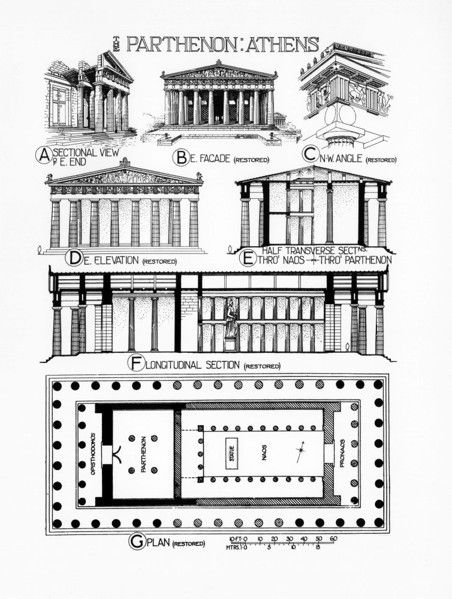 an old architectural drawing shows the different parts of a building