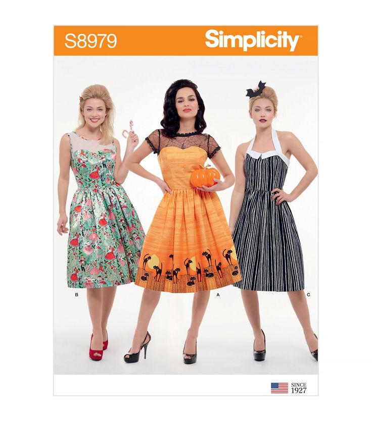 three women in dresses standing next to each other with the words simpliciity on them