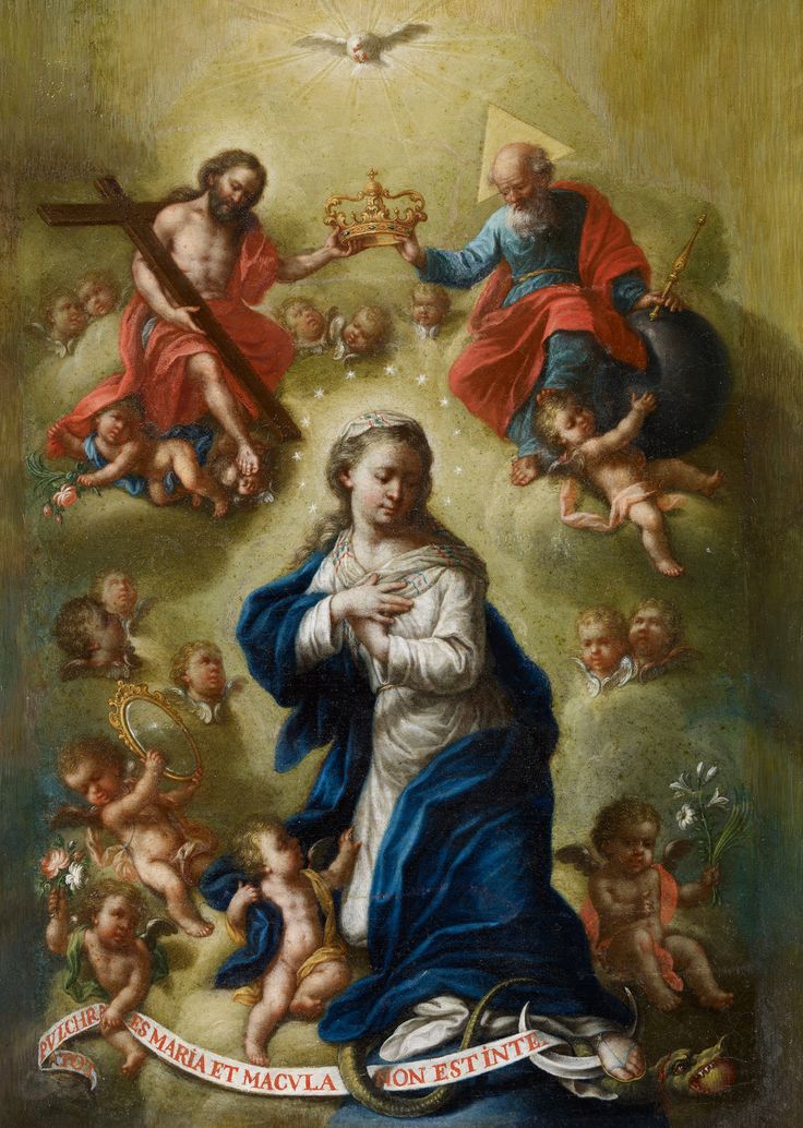 the virgin mary surrounded by angels