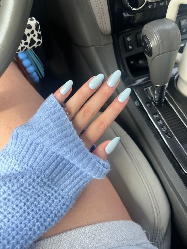 Minty Blue Nails, Summer Grunge Nails, Nail Inspo Blue And White, Summer Colour Nails, Coffin Blue Nails, Baby Blue Nails, Pretty Nail Colors, Summery Nails, Summer Nails Colors