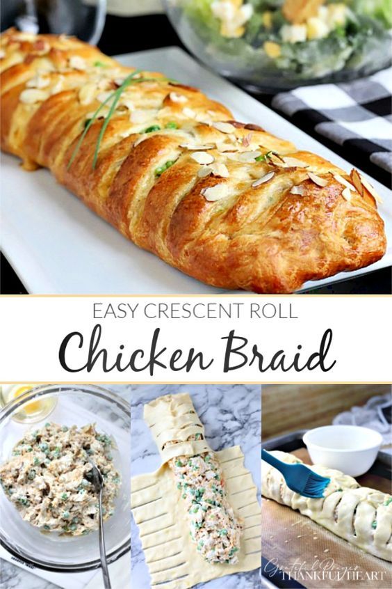 easy crescent roll chicken braid recipe with cheese and herbs