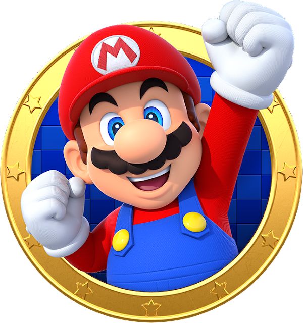 the super mario bros character is smiling and raising his arms in victory with both hands