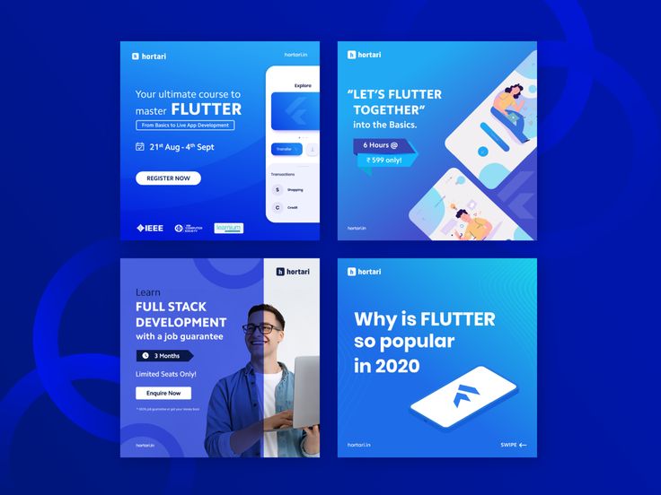 four different landing page designs for the future technology company, which has been designed to look like