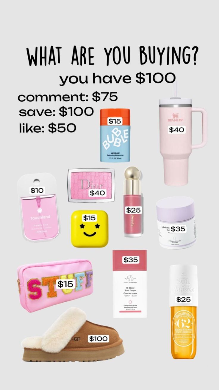 #selfcareaesthetic You Have 100 Dollars To Spend, Preppy Stuff For Christmas List, Things To Get From 5 Below, Skin Care 101, Kids Skin Care Products, Cute Gift Box Ideas, Cheap Skin Care Routine, How To Have Style, Preppy Things