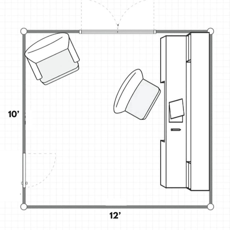 the floor plan for an office with two couches