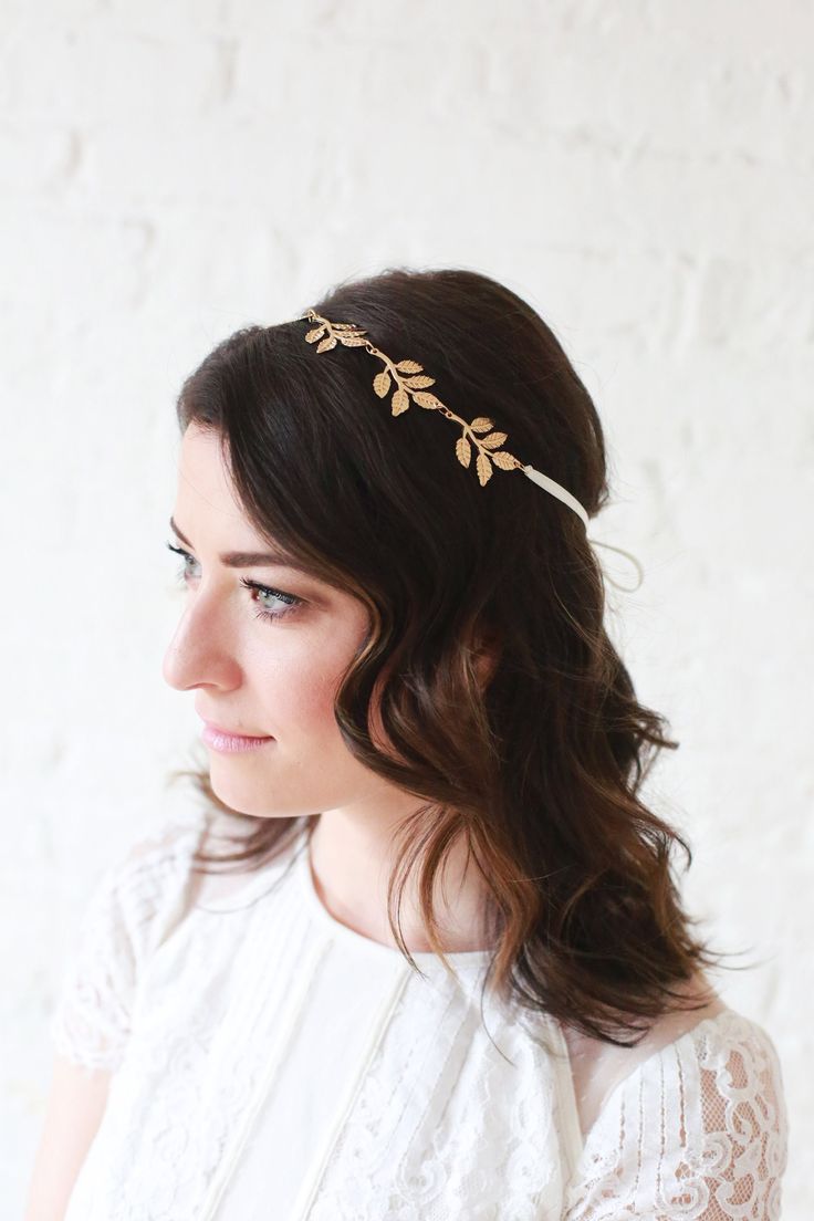 Delicate leafs covered in rhinestones and pearls on this tie in headpiece is sure to leave a statement on your big day. Ends are looped so you can choose to bobby pin it in the hair or add softness with an organza tie.  Please specify satin or organza tie or bobby pin at checkout! Available in Silver or Gold! Elegant Adjustable Bridal Accessories, Elegant Gold Teardrop Crown Headband, Adjustable Headband For Formal Bridal Accessories, Adjustable Bridal Headband For Formal Occasions, Gold Formal Headband, Adjustable Formal Bridal Headband, Elegant Wedding Jewelry Headband, Elegant Adjustable Headpieces With Matching Headband, Gold Teardrop Crown Headpiece For Wedding