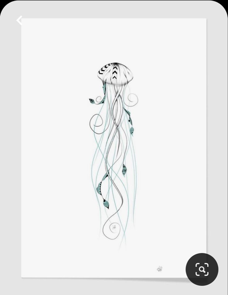 a drawing of a jellyfish with swirls on it's head and tail