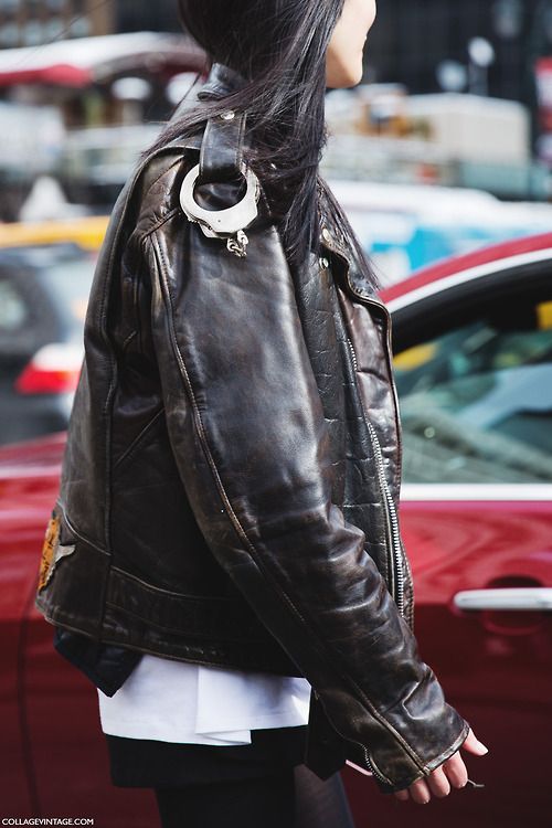 accessories? Jeonghan Boyfriend, Grunge Princess, Subculture Fashion, Leather Jacket Dress, New York Fashion Week Street Style, Vintage Biker, Collage Vintage, Biker Leather, Vintage Leather Jacket